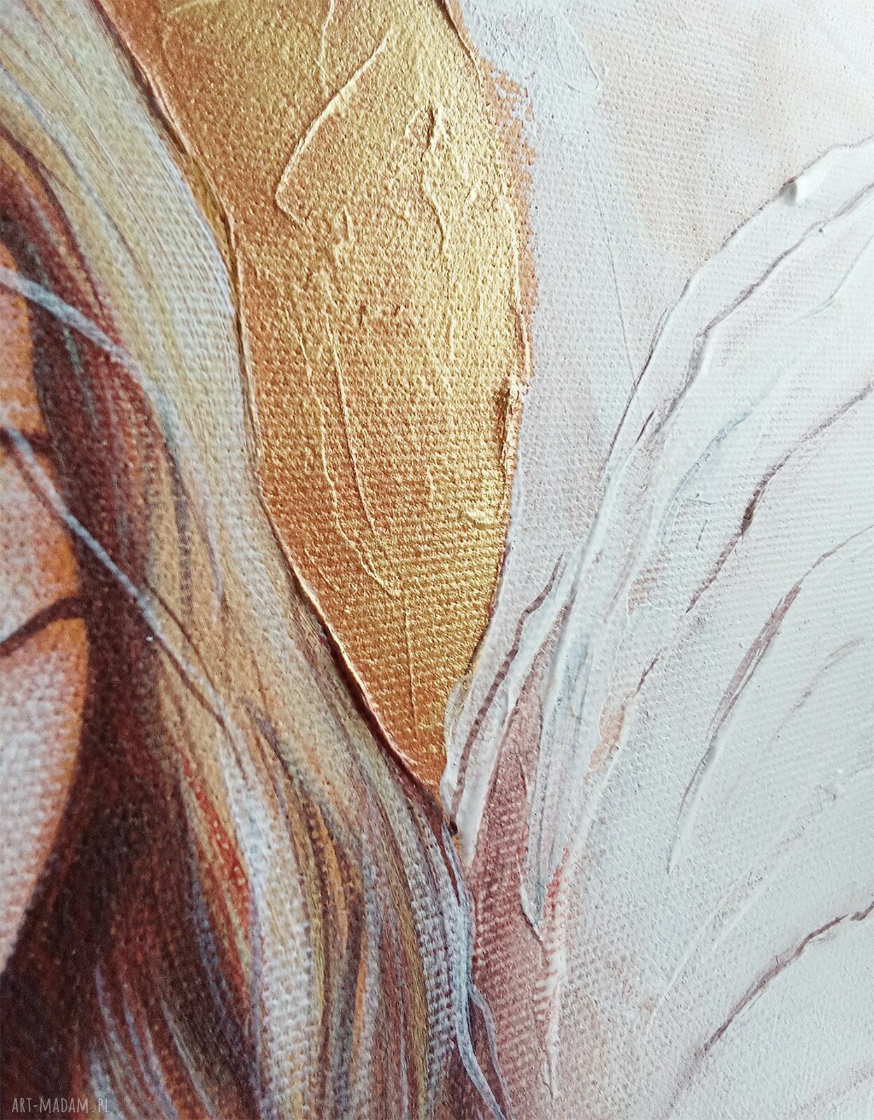 Ręcznie malowany Anioł Stróż na płótnie 40x60 cm - Twoja dedykacja