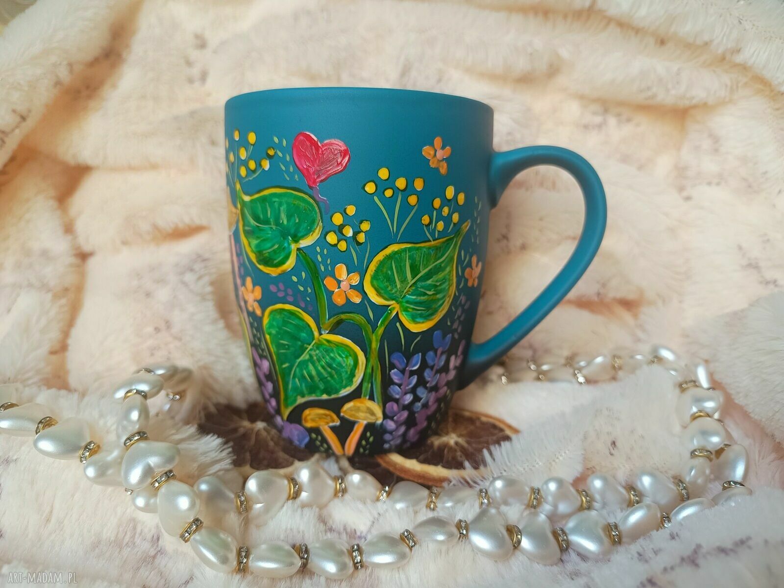 Ręcznie malowany baśniowy kubek z porcelany 300 ml na ślub i rocznicę