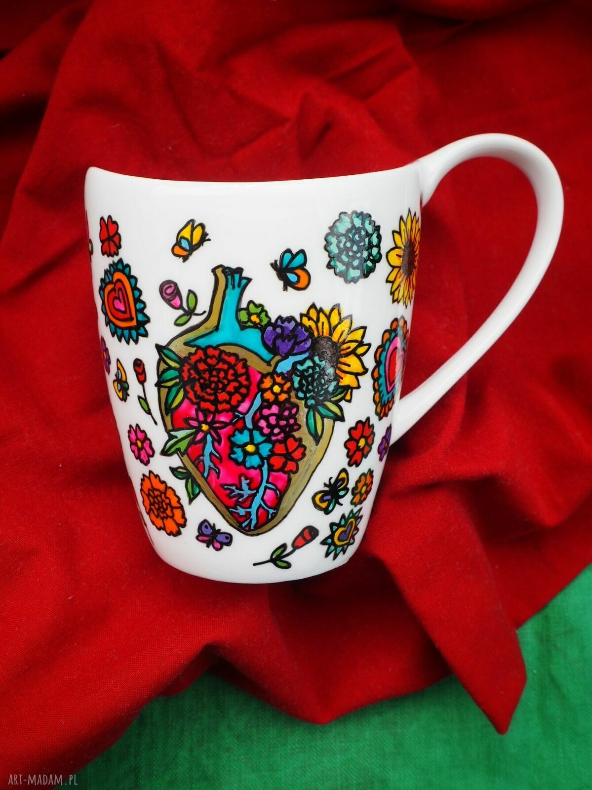Ręcznie malowany kubek Frida Kahlo z porcelany 470 ml