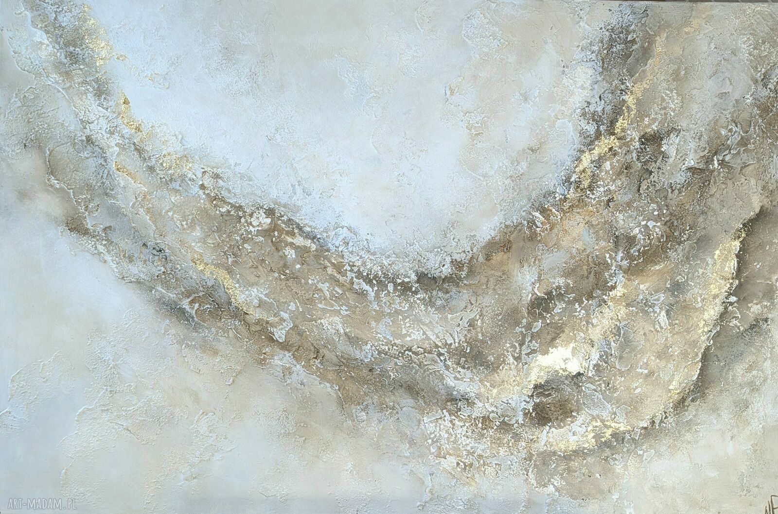 Ręcznie malowany obraz strukturalny Garden w beżach XXL - dyptyk 110x180 cm