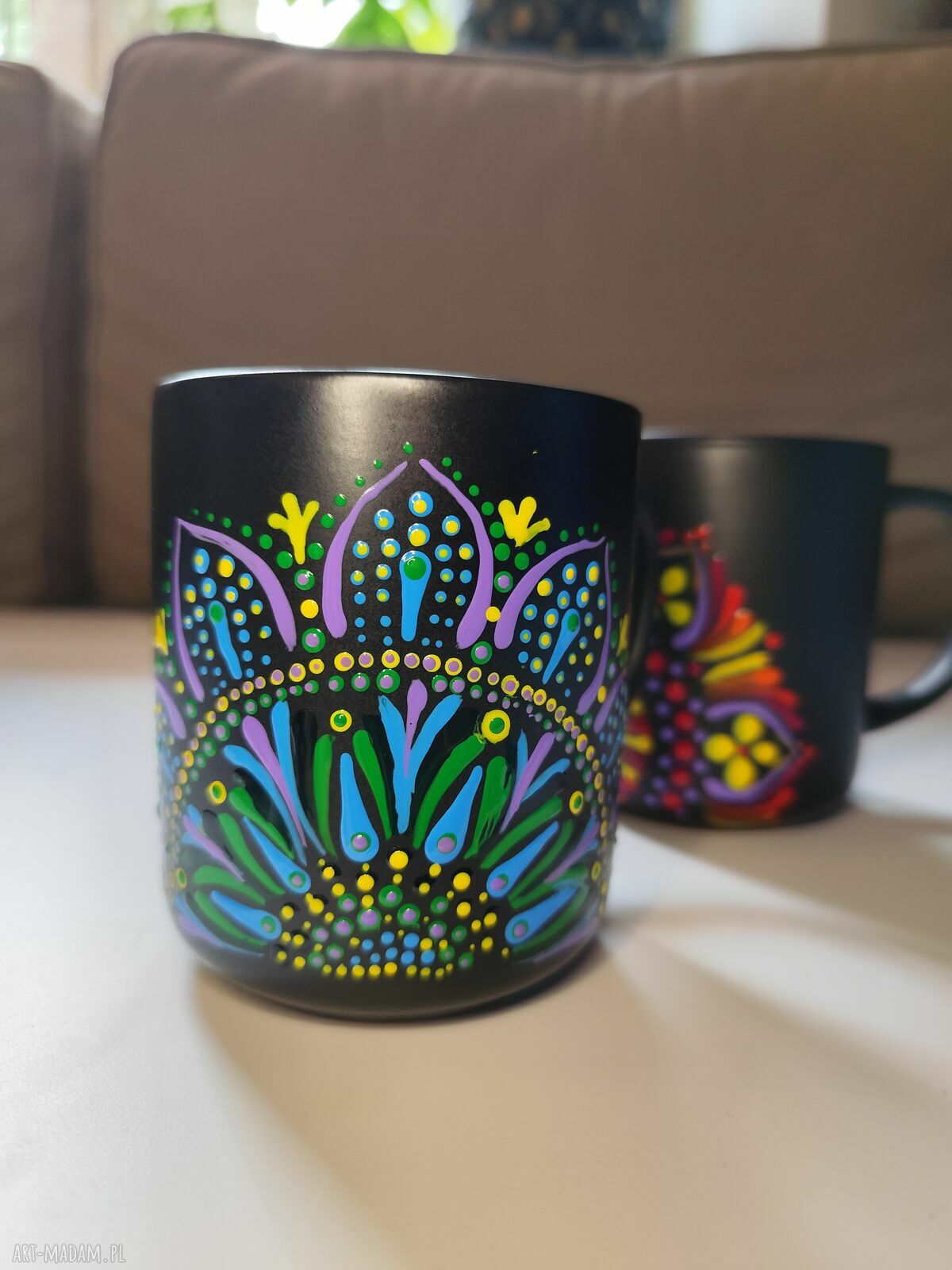 Ręcznie malowany kubek 400 ml - Mandala
