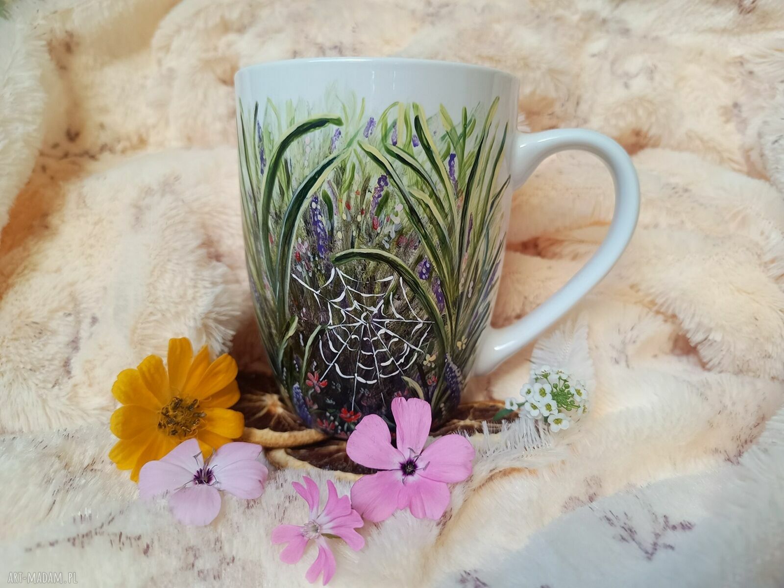 Ręcznie malowany porcelanowy kubek Babie Lato 300 ml