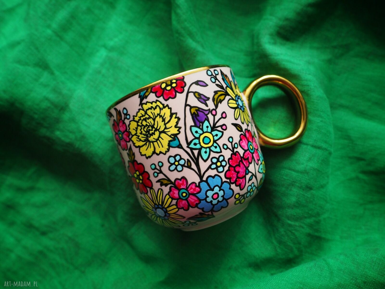 Kubek dla mamy z napisem "Mother like no other" - ręcznie malowana porcelana 380 ml