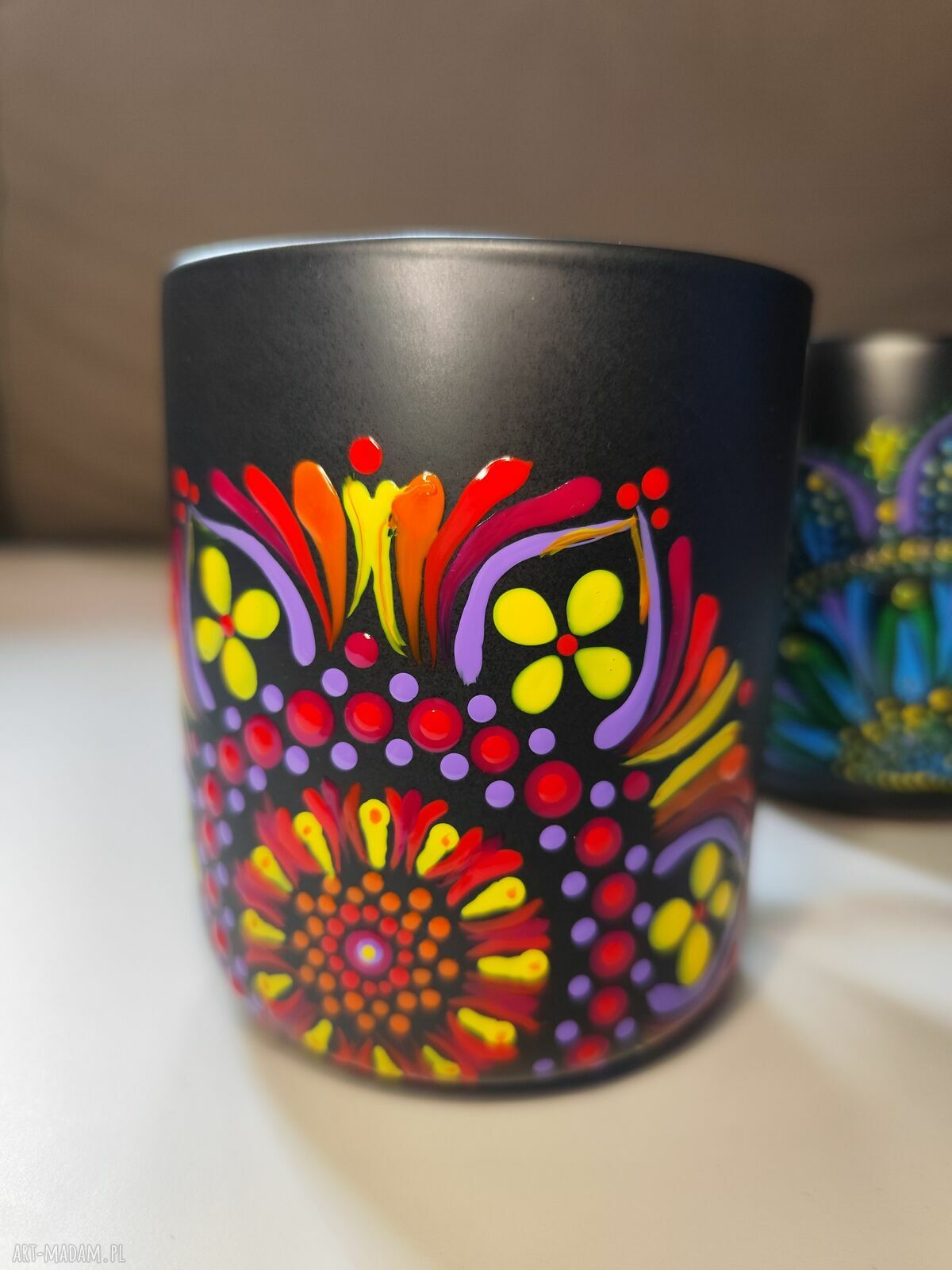 Ręcznie malowany kubek 400 ml z dekoracją mandala