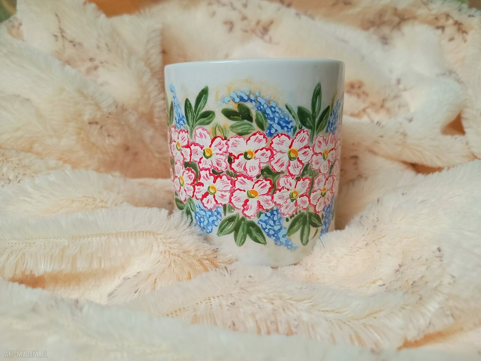 Ręcznie malowany kwiecisty kubek z porcelany 270 ml - Studio Paulla