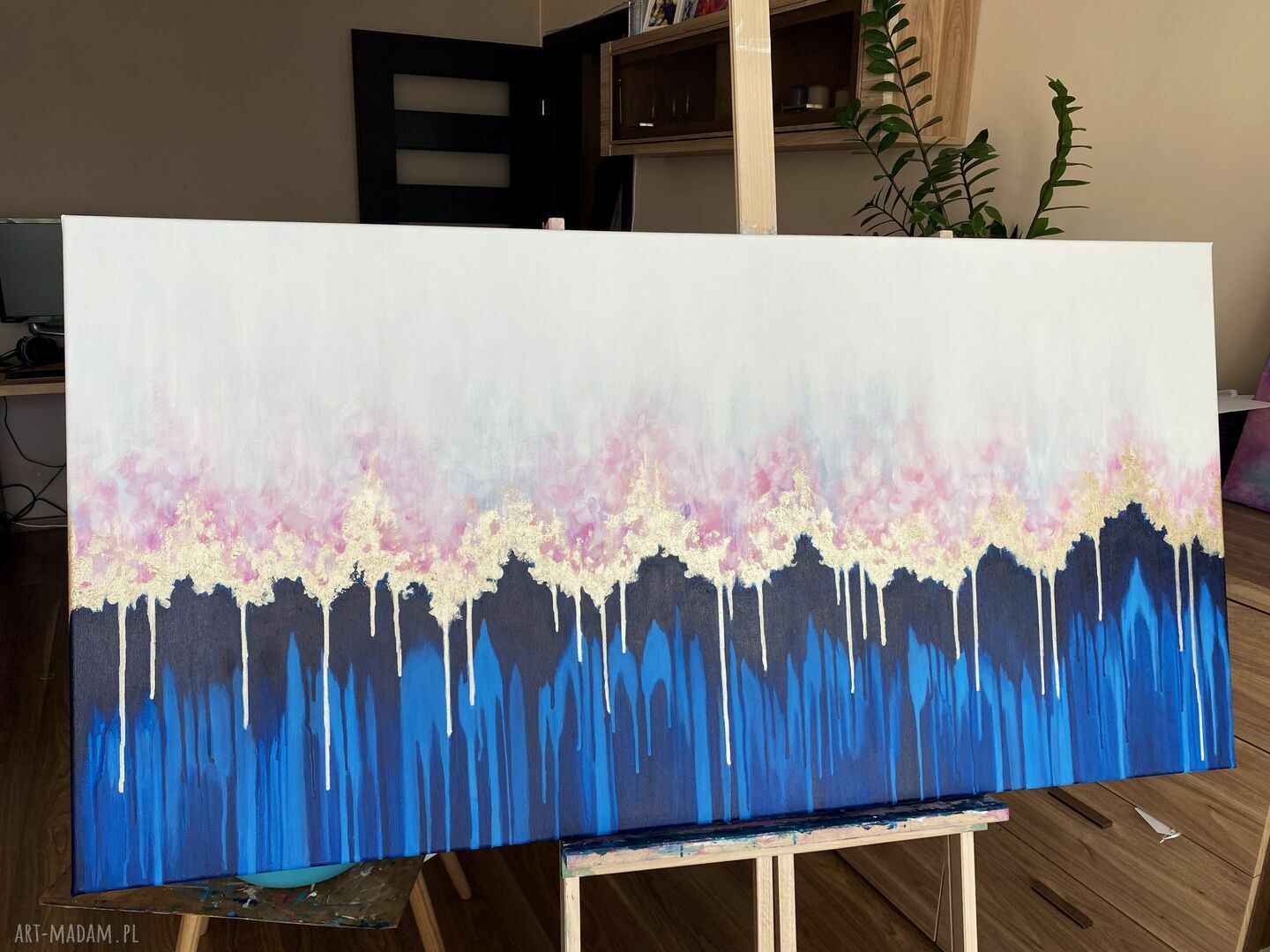 Ręcznie malowany obraz akrylowy Enchanted III 60x120 cm (poziomy, abstrakcja)