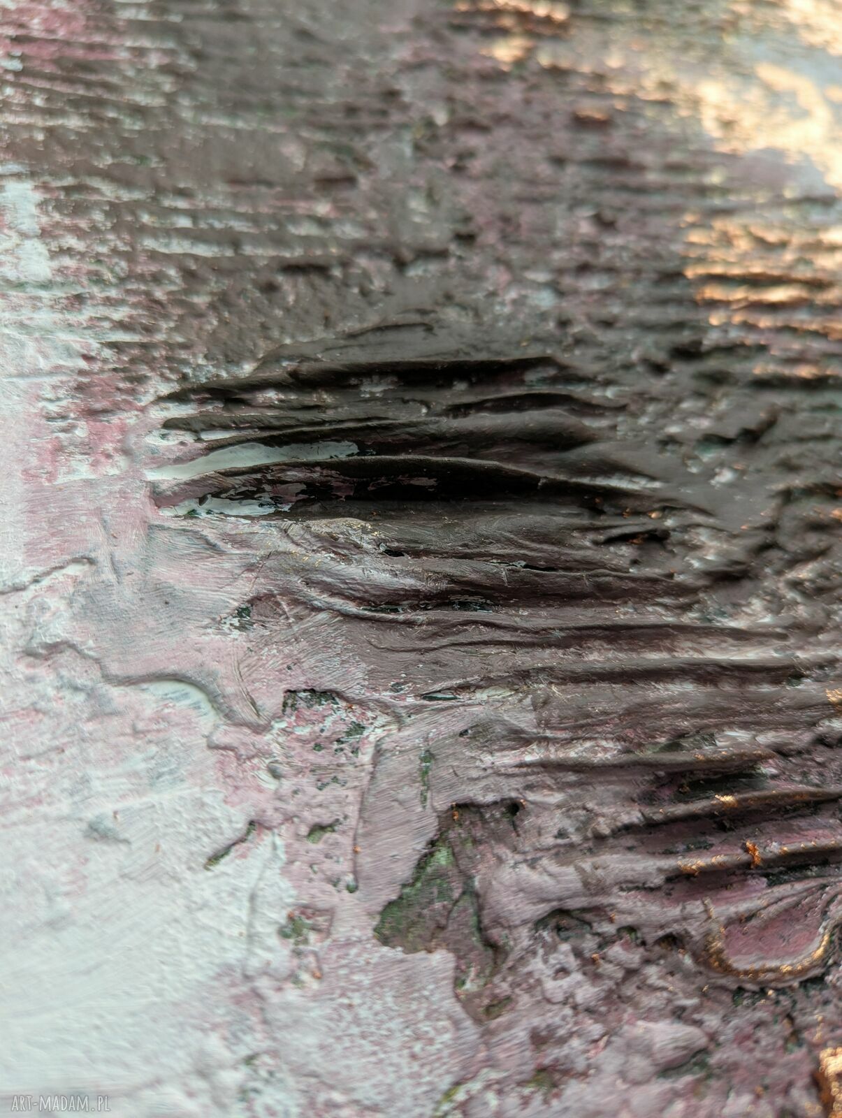 Ręcznie malowany obraz strukturalny 60x90 cm - abstrakcja