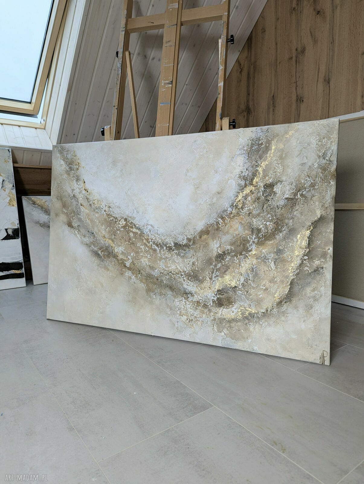 Ręcznie malowany obraz strukturalny 120x80 cm - gotowy do wysyłki