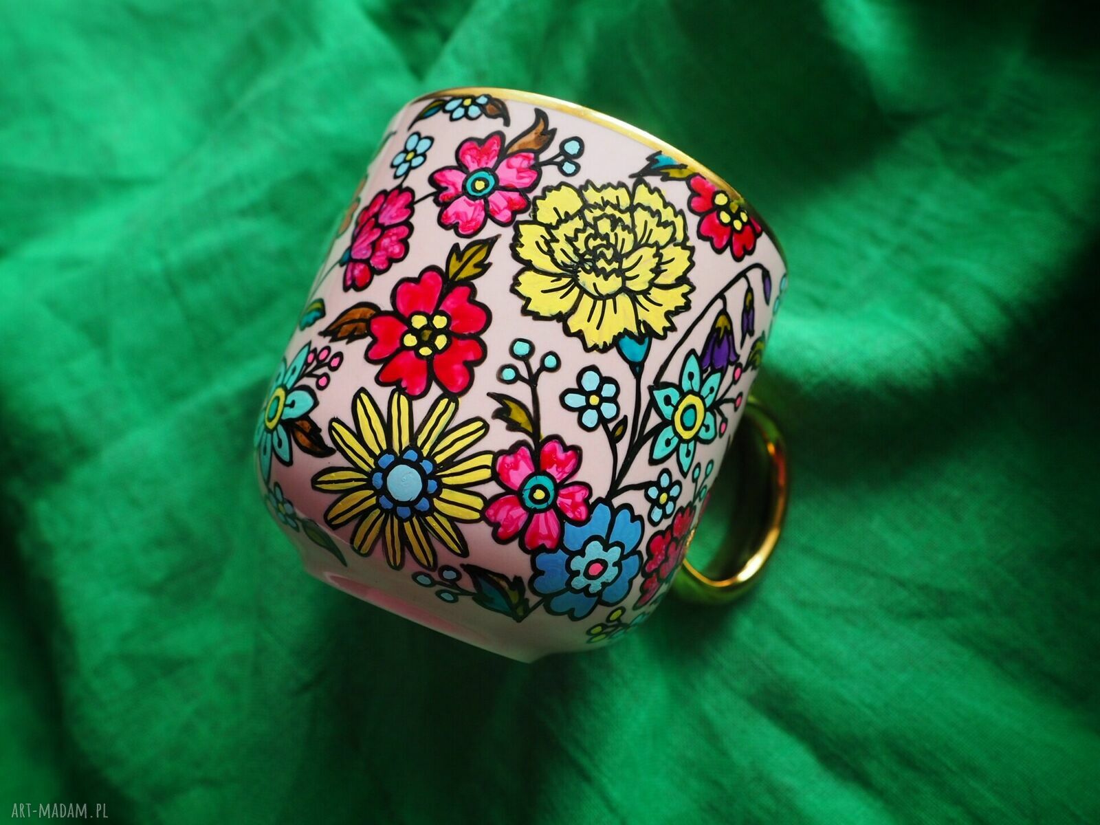Kubek dla mamy z napisem "Mother like no other" - ręcznie malowana porcelana 380 ml
