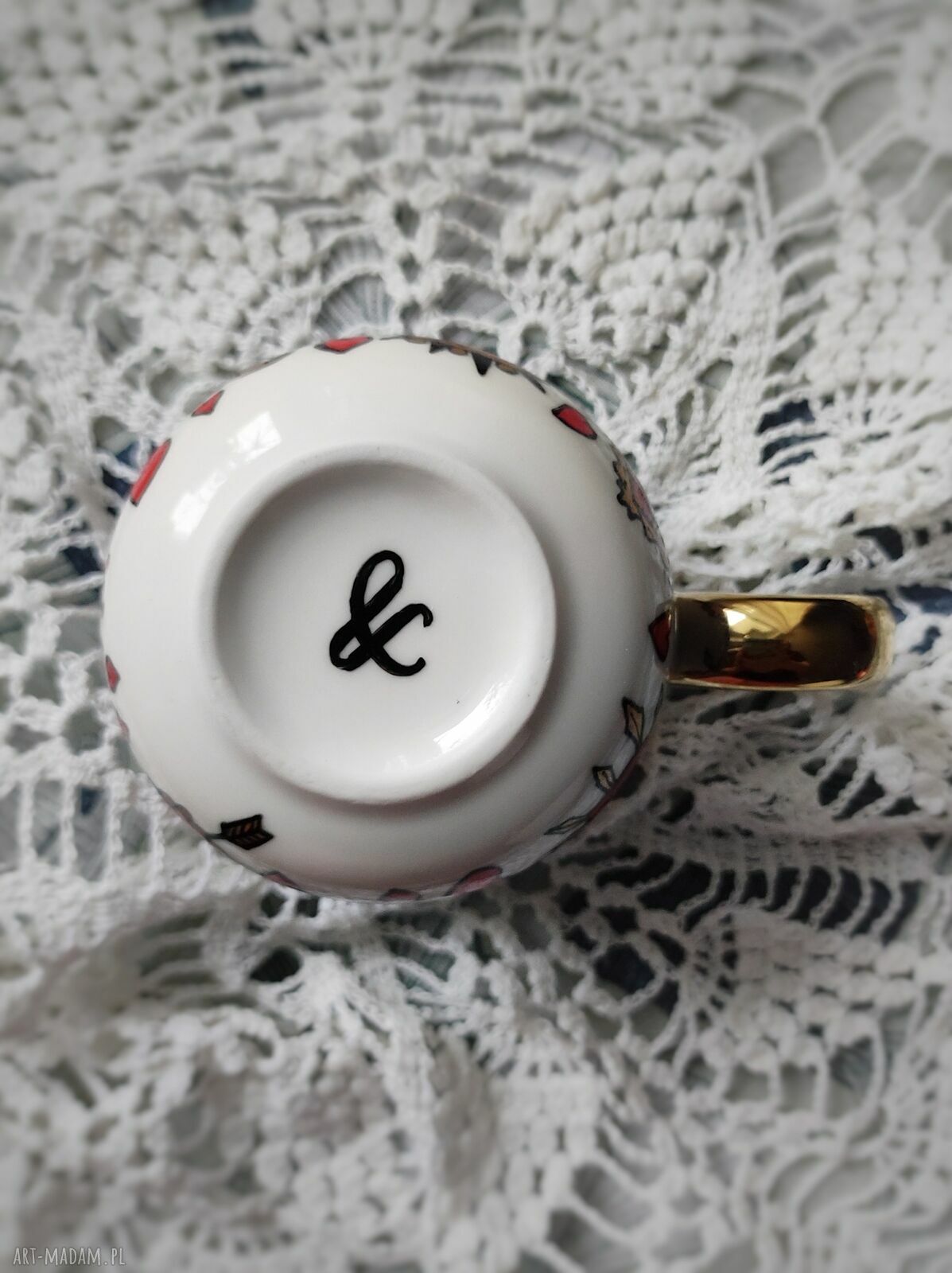 Ręcznie malowany kubek SERCE Hearts - porcelana 380 ml