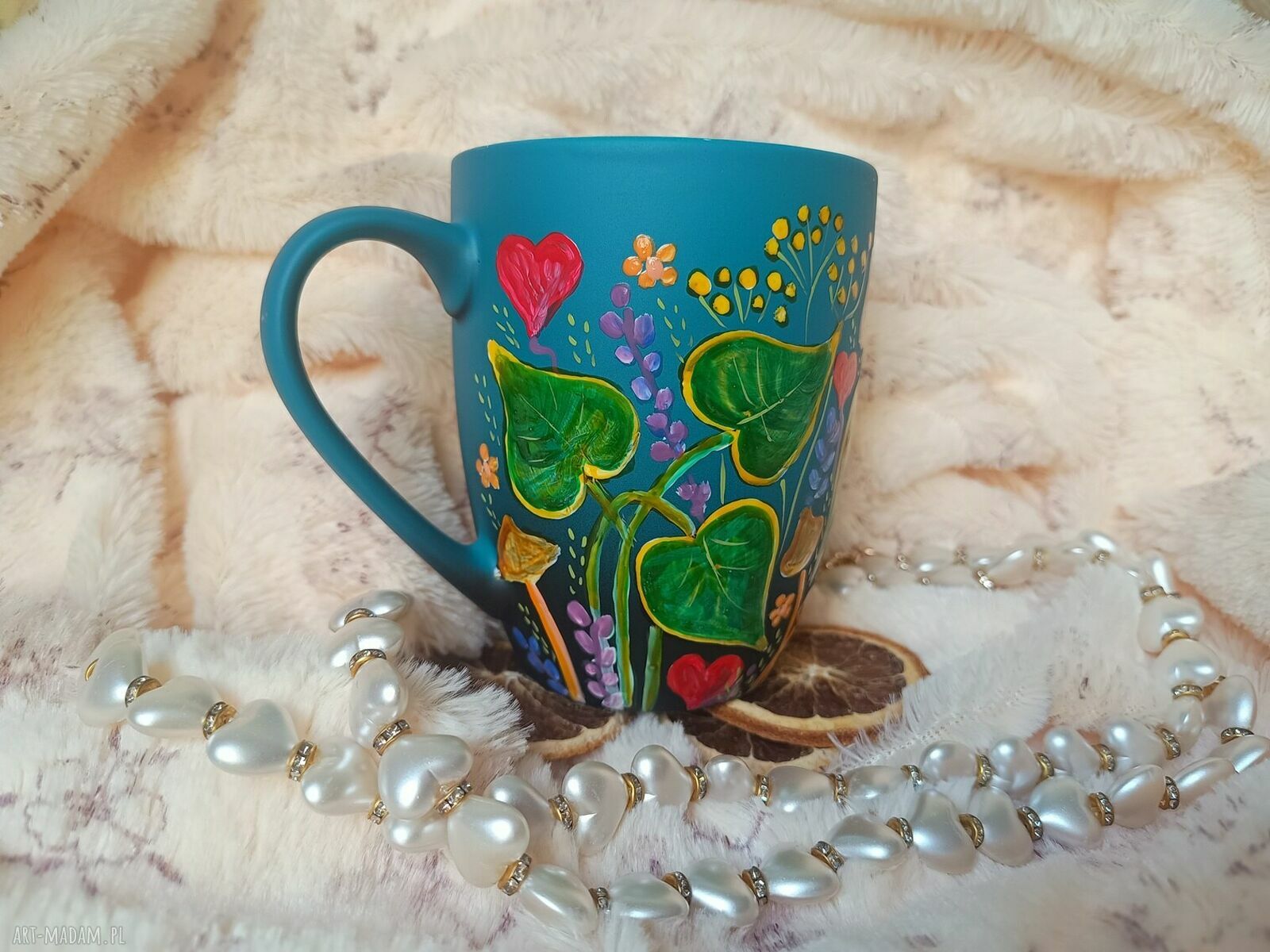 Ręcznie malowany baśniowy kubek z porcelany 300 ml na ślub i rocznicę