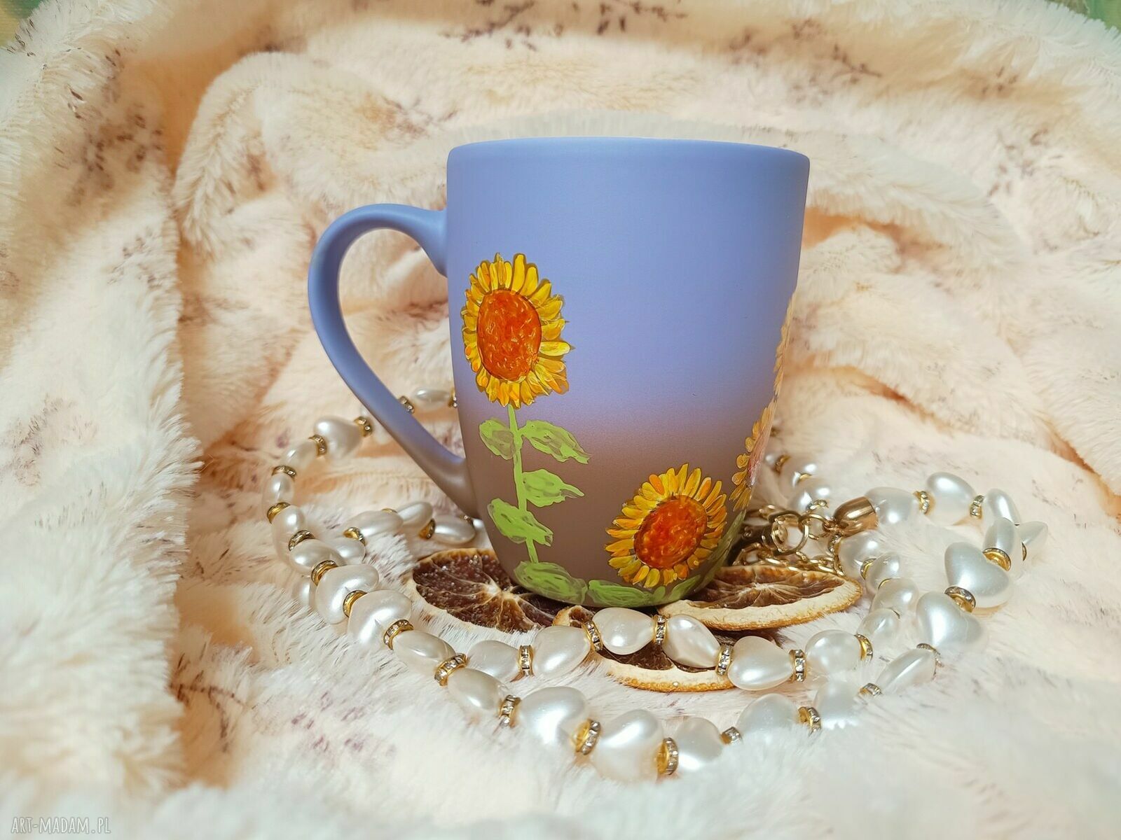 Ręcznie malowany wiejski kubek z porcelany 300 ml