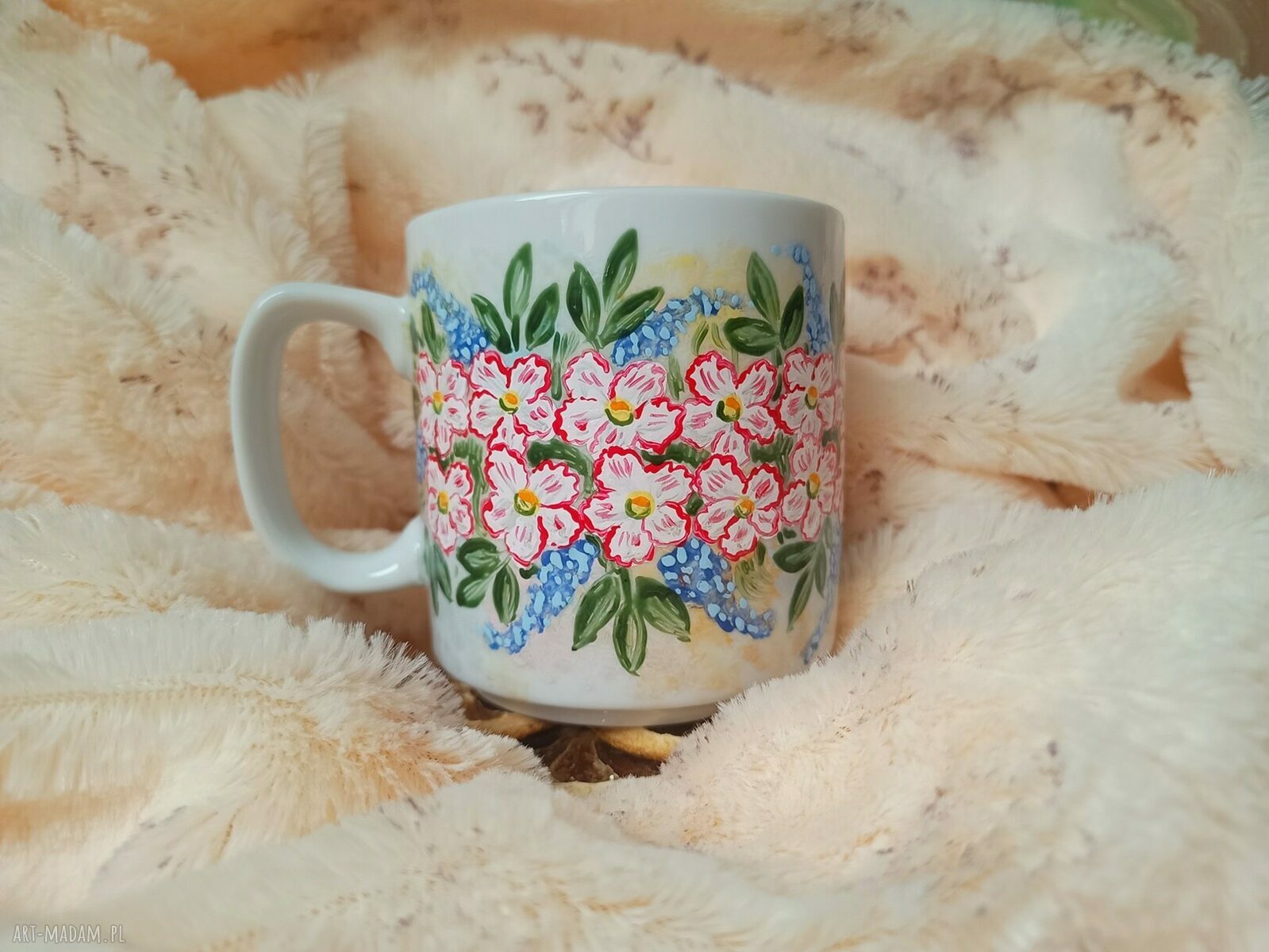 Ręcznie malowany kwiecisty kubek z porcelany 270 ml - Studio Paulla