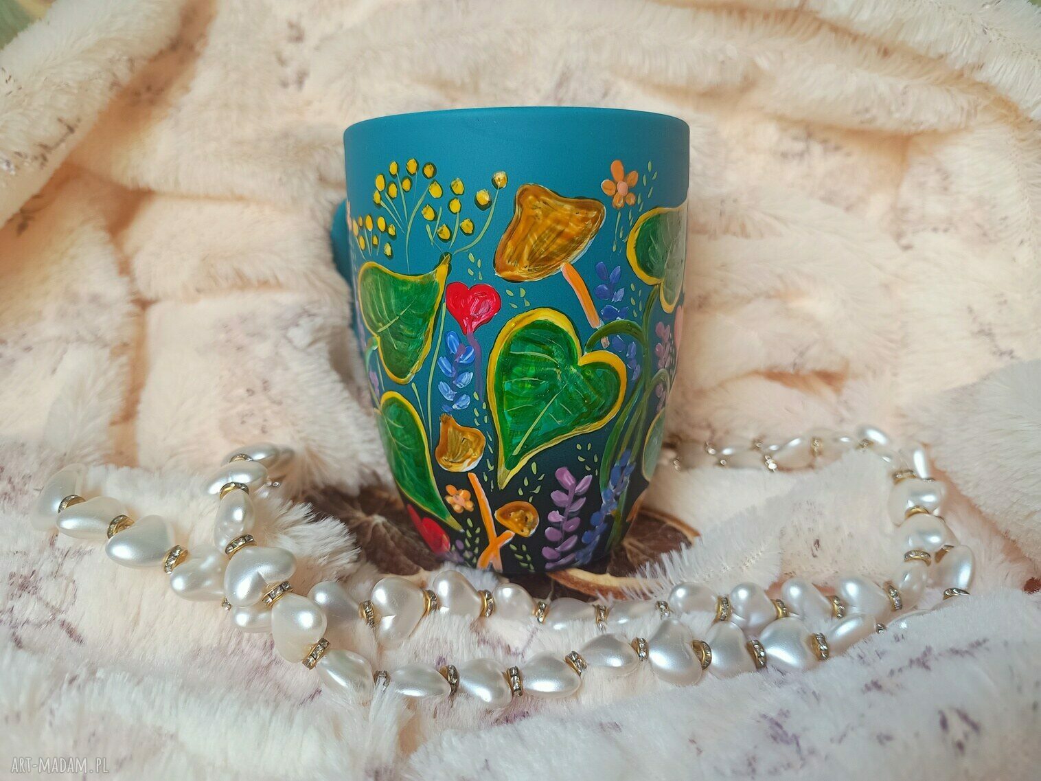 Ręcznie malowany baśniowy kubek z porcelany 300 ml na ślub i rocznicę