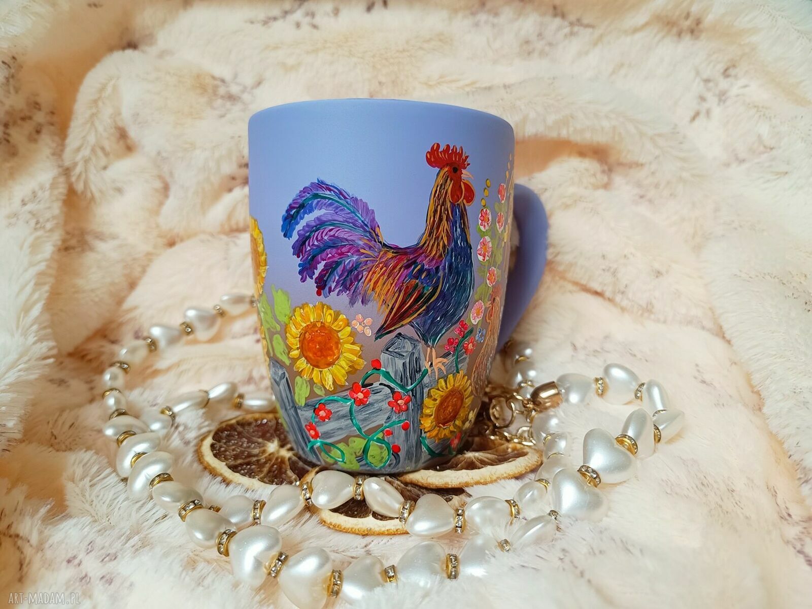Ręcznie malowany wiejski kubek z porcelany 300 ml