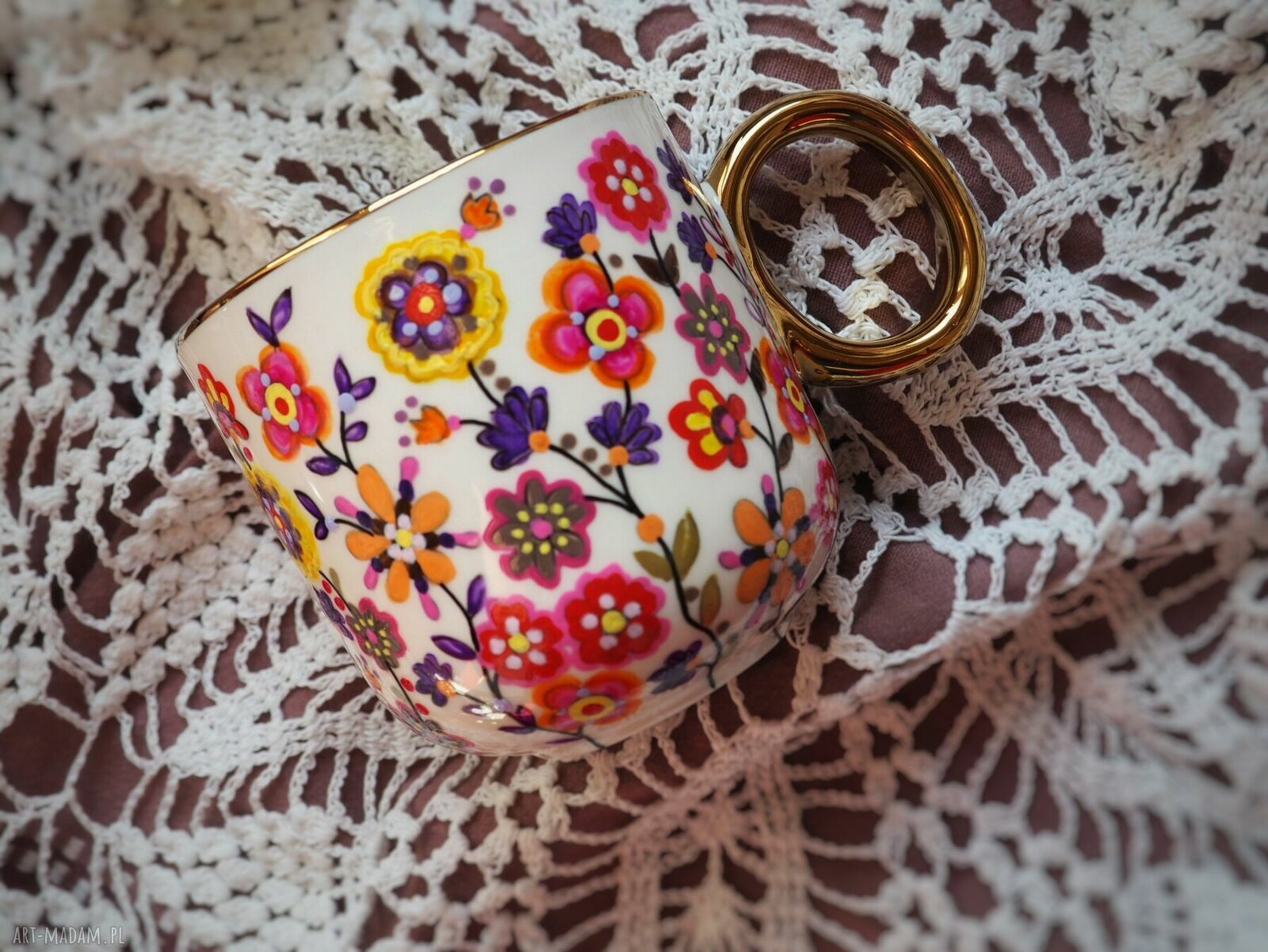 Ręcznie malowany kubek dla Mamy Love Mom z malowanej porcelany