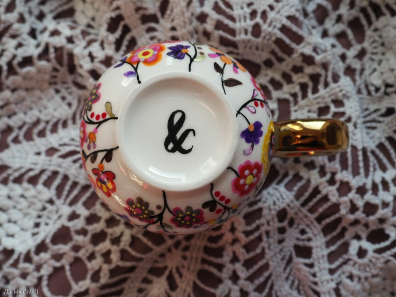 Ręcznie malowany kubek dla Mamy Love Mom z malowanej porcelany