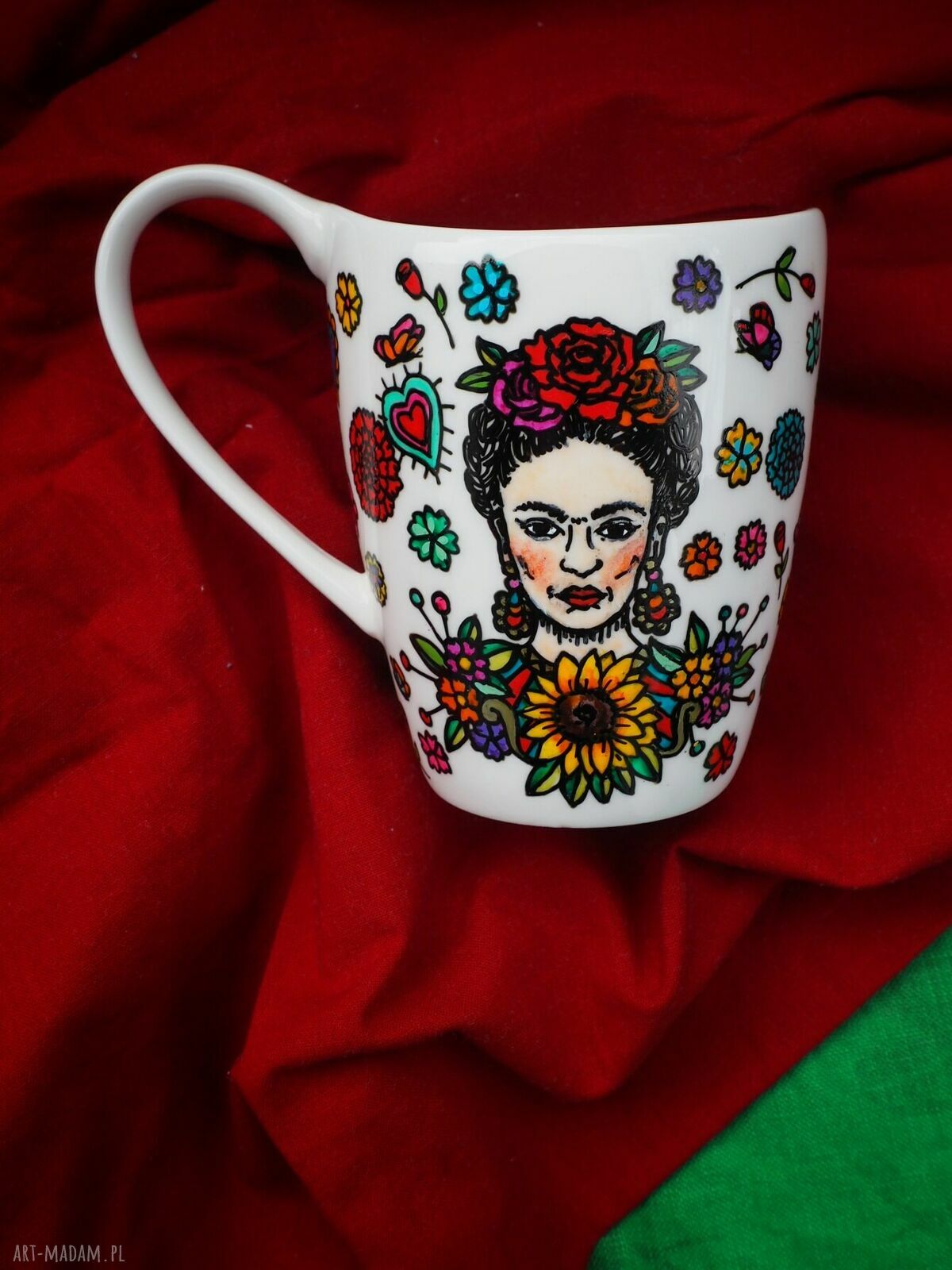 Ręcznie malowany kubek Frida Kahlo z porcelany 470 ml