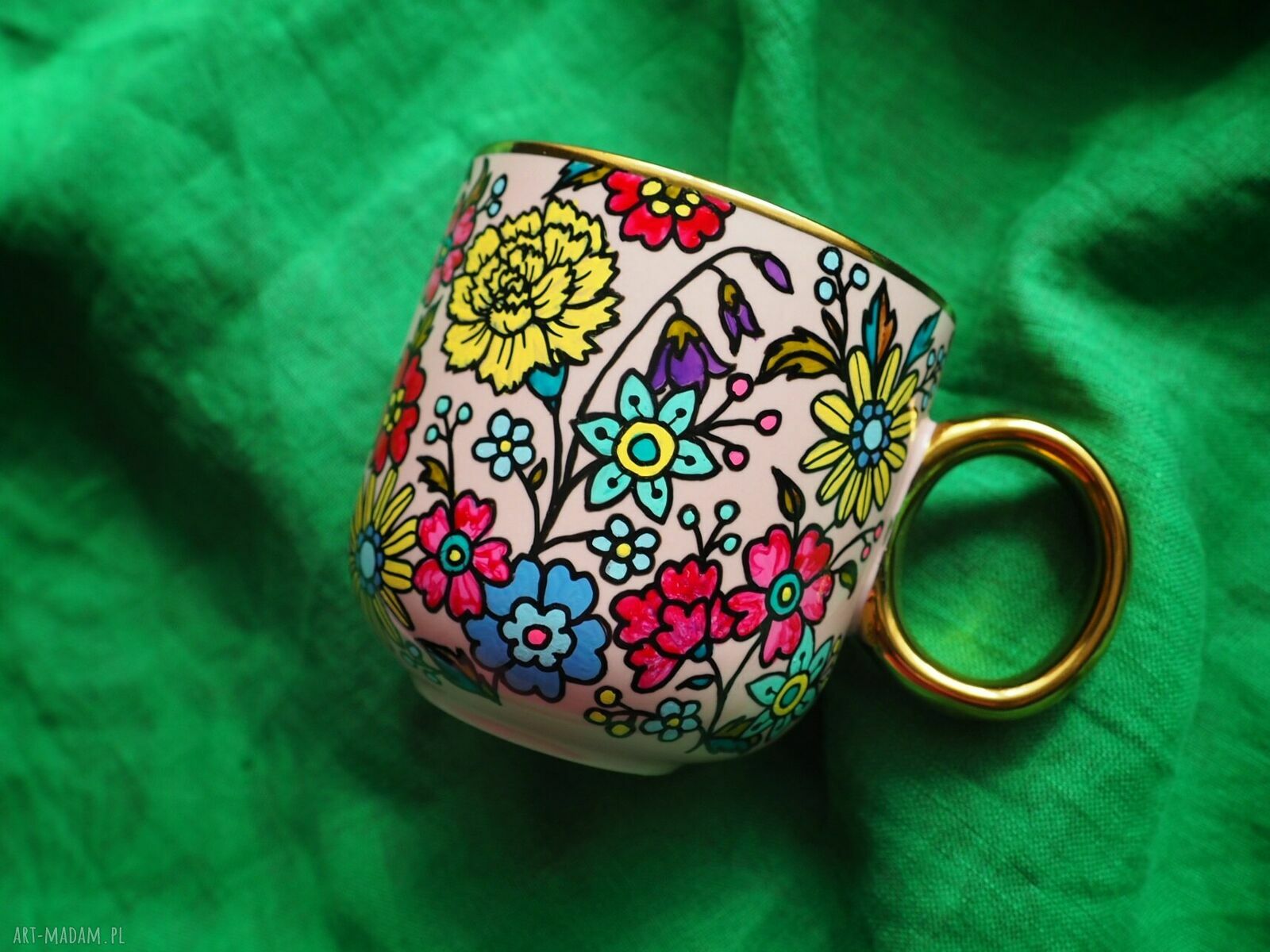 Kubek dla mamy z napisem "Mother like no other" - ręcznie malowana porcelana 380 ml