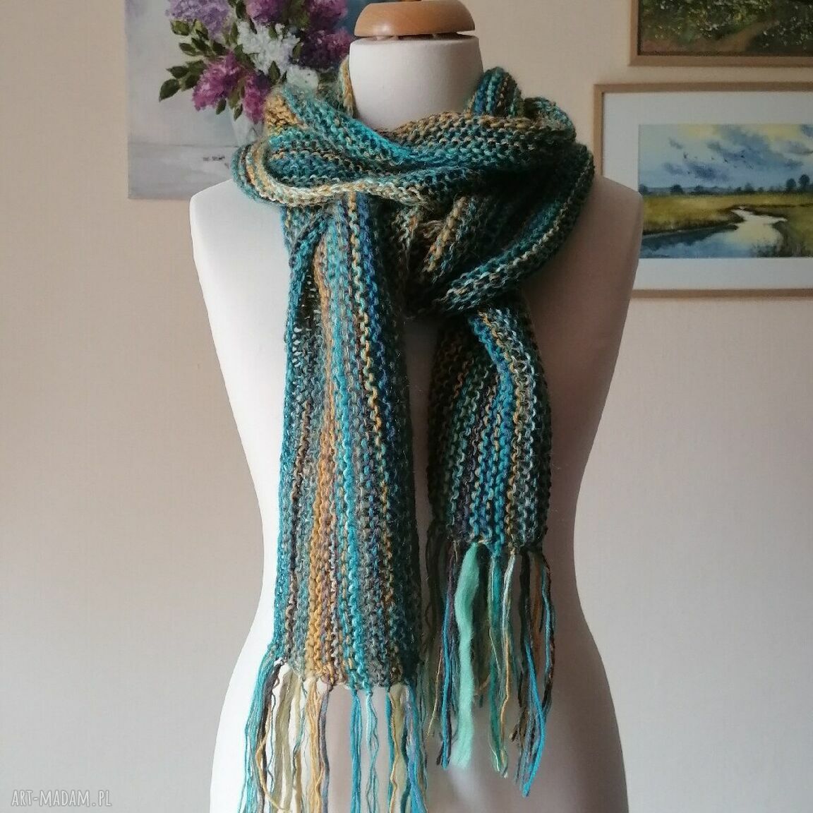 Ręcznie na drutach - urokliwy szal boho unisex
