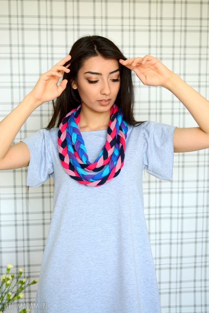 naszyjniki: naszyjnik warkocz color sheyk 6 ręcznie wykonane