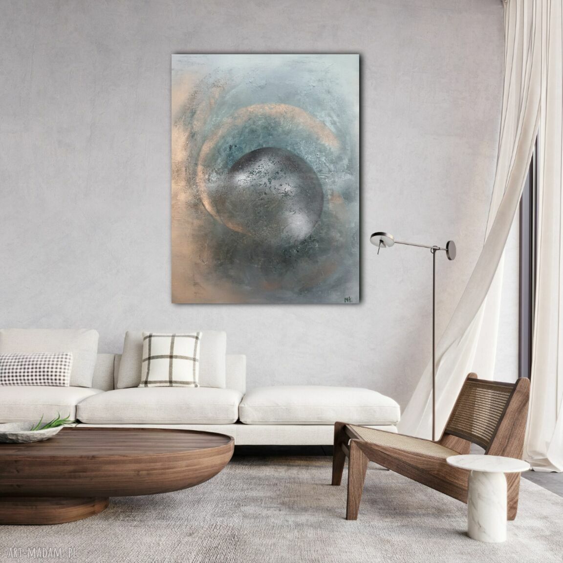 LUNA - nowoczesny obraz księżyc ręcznie malowany na płótnie 80x100 cm