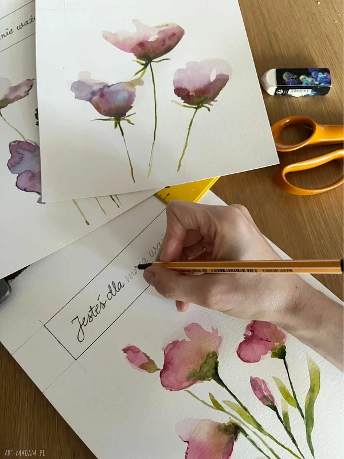 Ręcznie malowany obrazek A4 z personalizowanym napisem