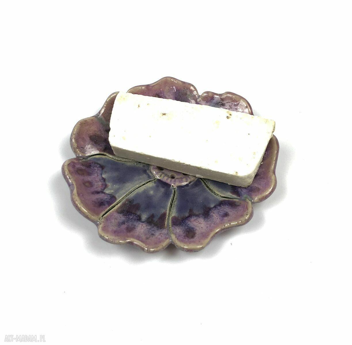 Ręcznie robiona ceramiczna mydelniczka „Fiołek”