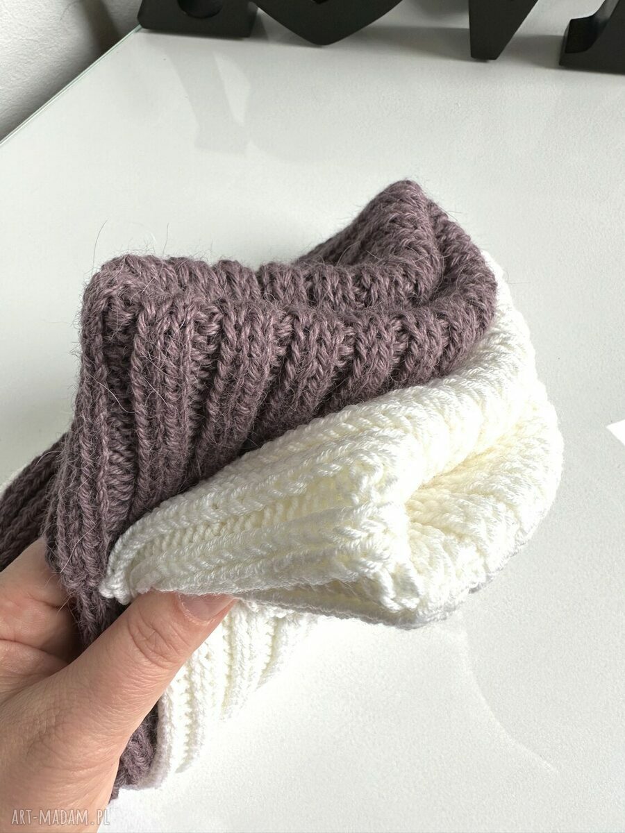Czapka wywijana LAURIN z 100% alpaki - fiołkowo-różowa beanie