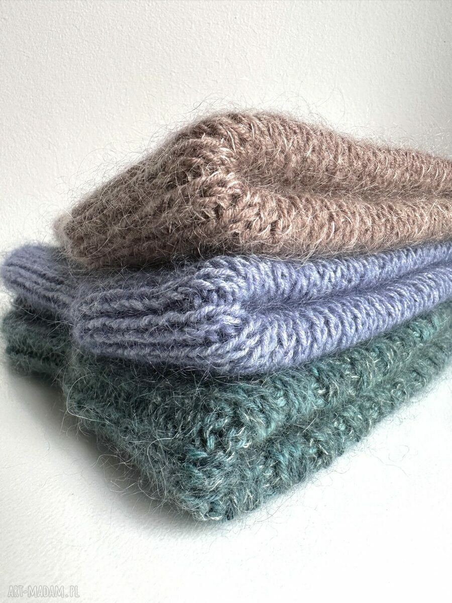 Ręcznie robiona czapka beanie Aurea - jasna lawenda z baby merino, moherem i jedwabiem