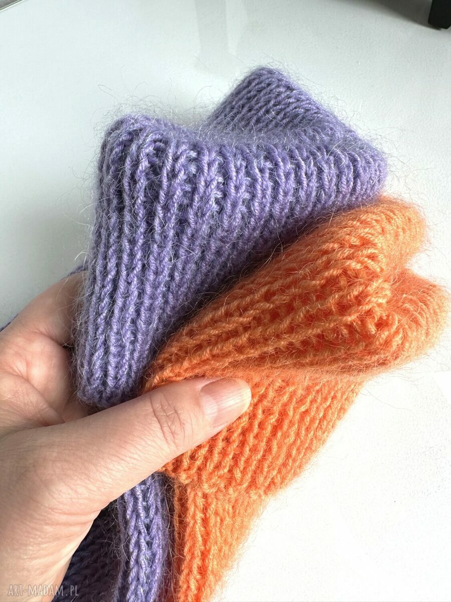 Czapka beanie AUREA z baby merino, moherem i jedwabiem - fioletowa