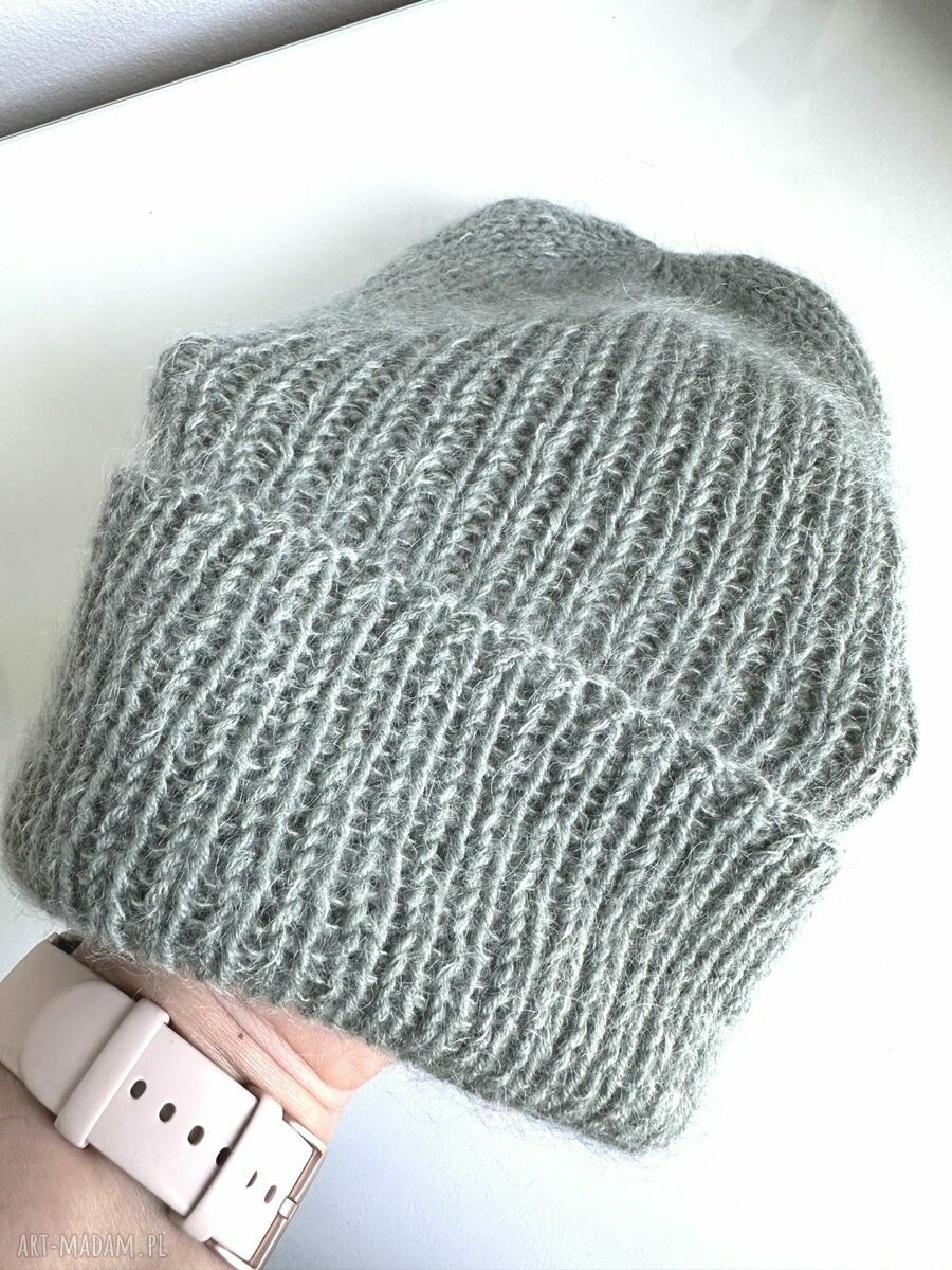 Czapka beanie AUREA z baby merino plus, moherem i jedwabiem