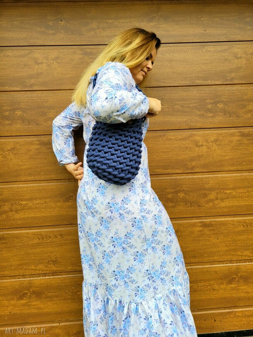 Ręcznie robiona mała torebka boho na ramię z sznurka bawełnianego „Boho Wave Bag MINI”