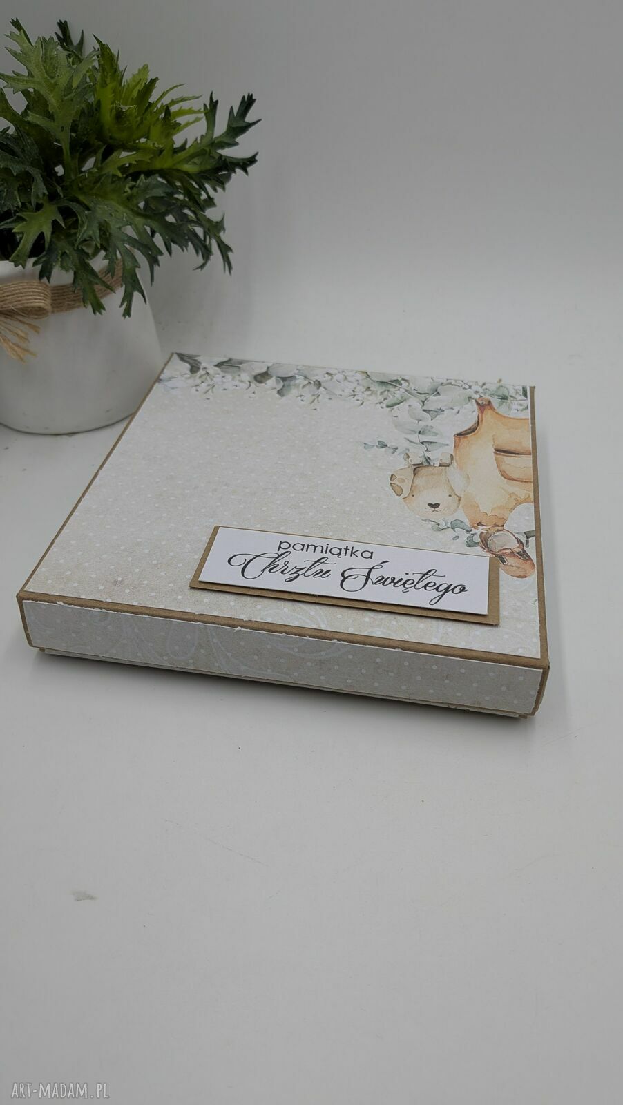 Ręcznie robiona kartka pamiątka chrztu w stylu scrapbooking