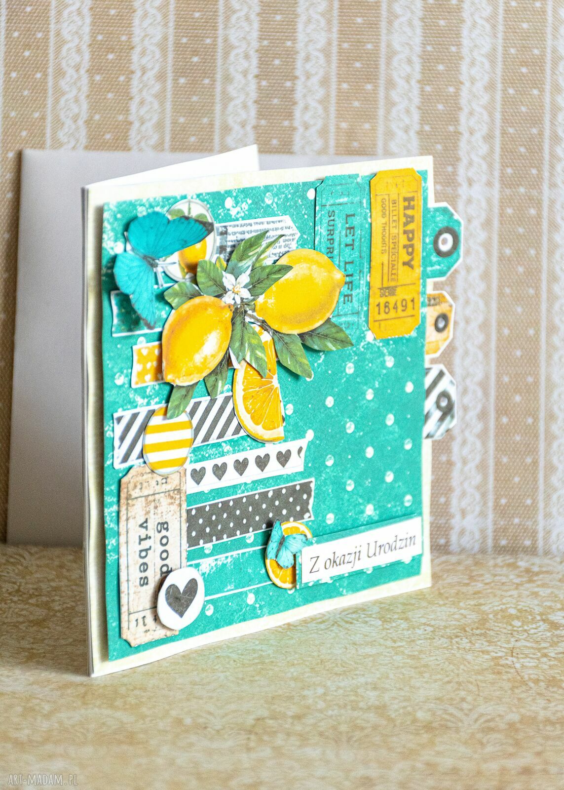 Ręcznie robiona kartka scrapbooking na wyjątkową okazję