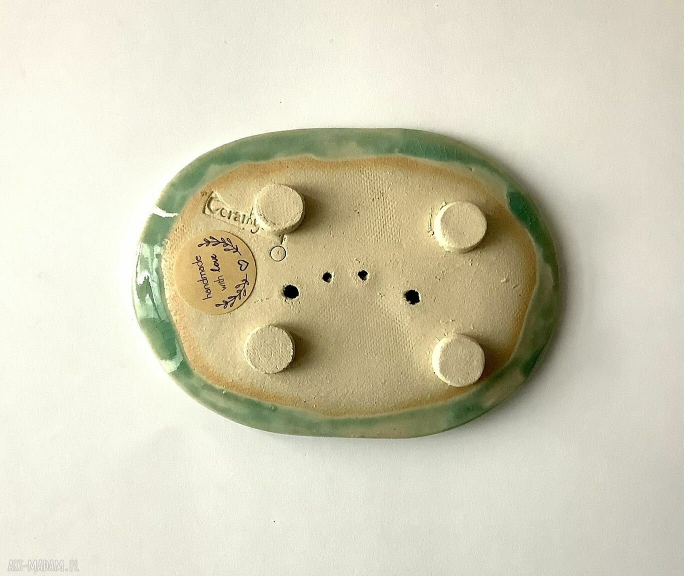 Ręcznie robiona mydelniczka ceramiczna "Medaliony"