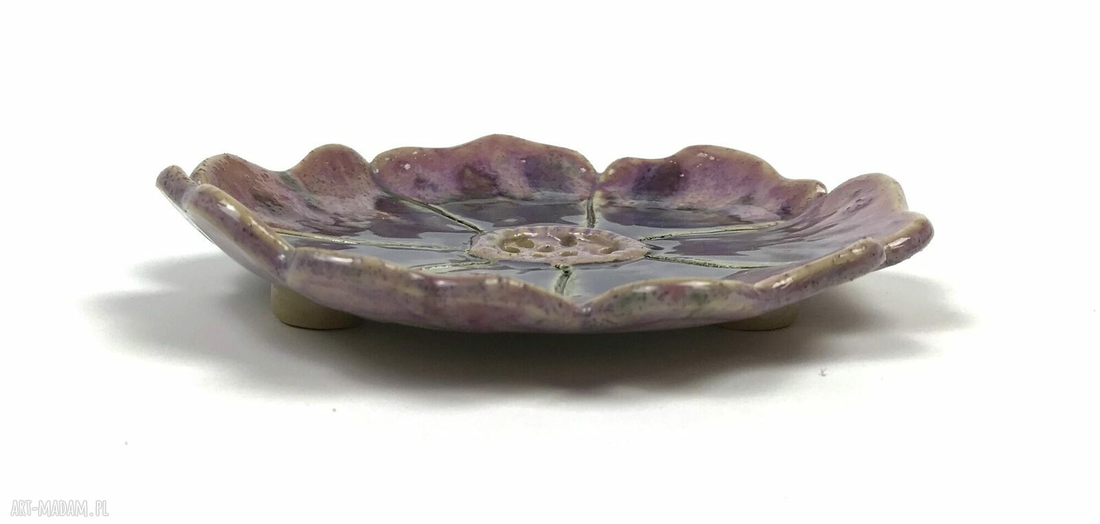 Ręcznie robiona ceramiczna mydelniczka „Fiołek”