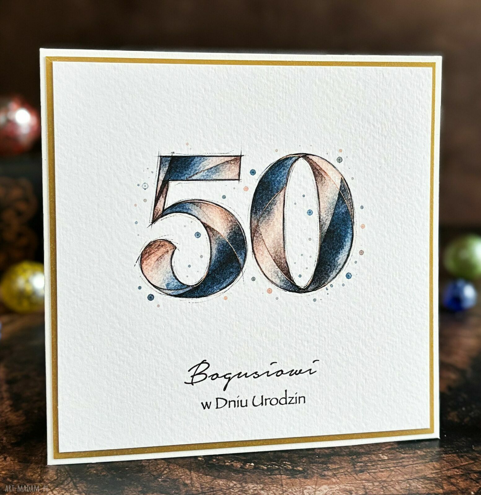 Ręcznie robiona personalizowana kartka na 50 urodziny dla niego