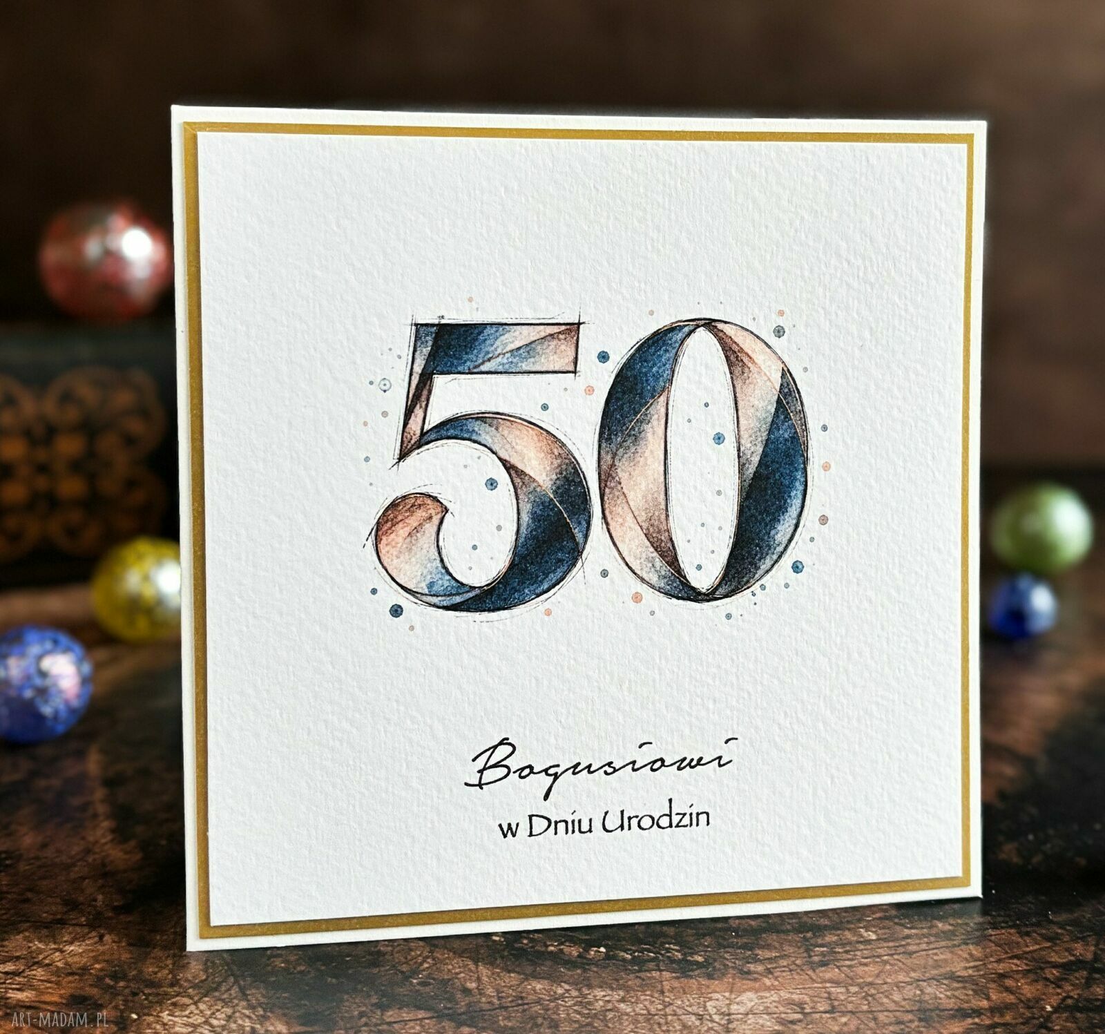 Ręcznie robiona personalizowana kartka na 50 urodziny dla niego