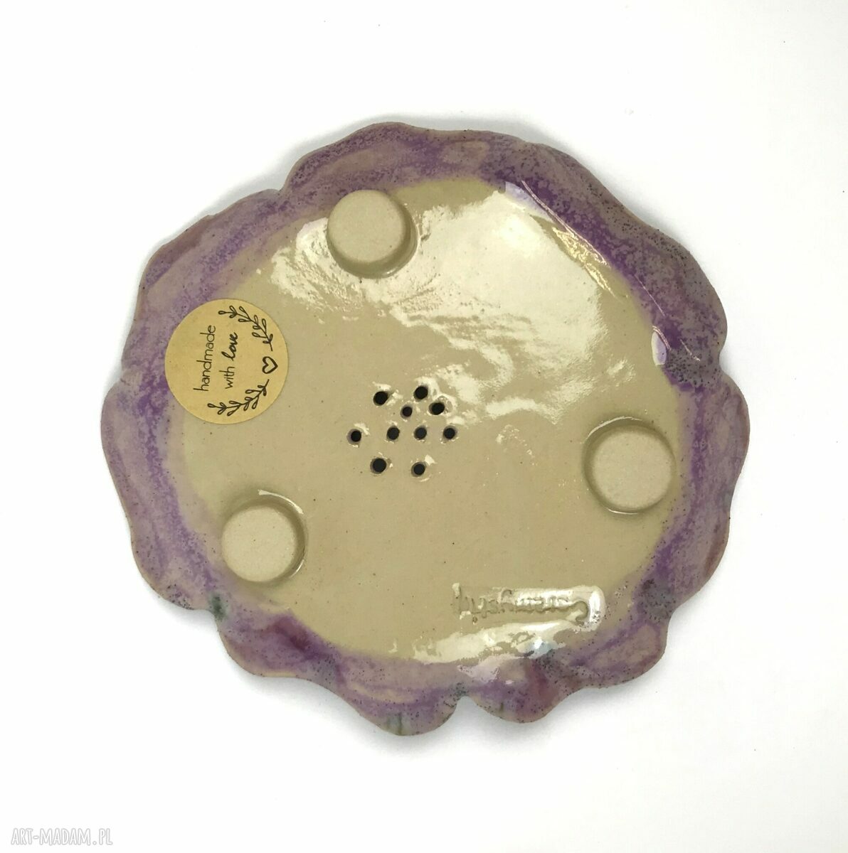 Ręcznie robiona ceramiczna mydelniczka „Fiołek”