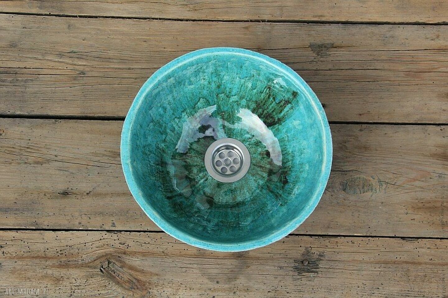 Ręcznie robiona umywalka ceramiczna ze zdobieniem w stylu wiejskim - rustykalna 28x13 cm