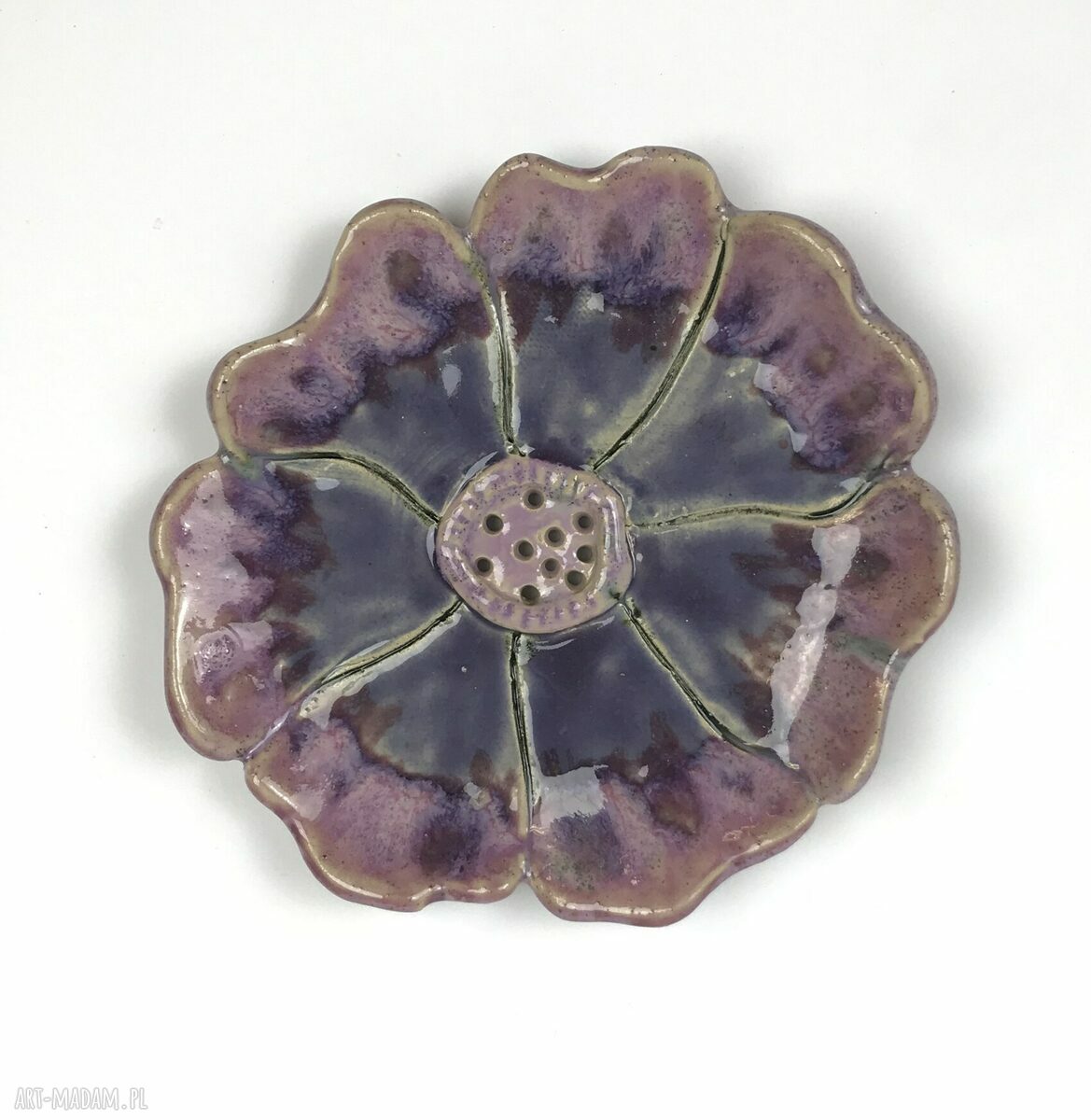 Ręcznie robiona ceramiczna mydelniczka „Fiołek”