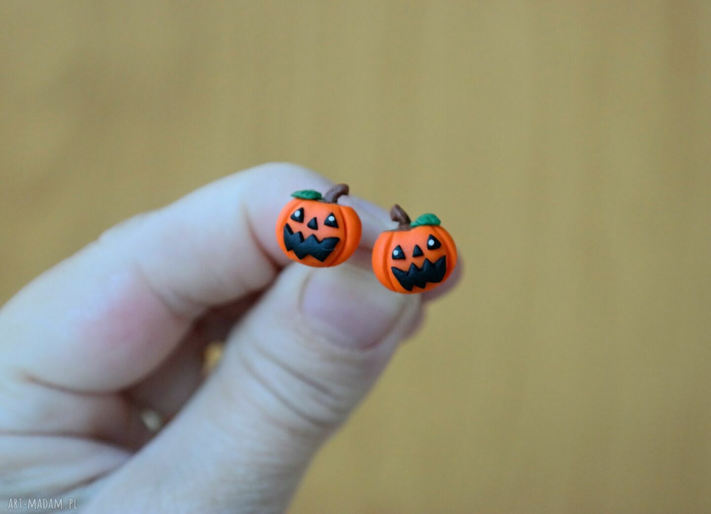 Ręcznie robione, antyalergiczne kolczyki dynie Halloween - dla dzieci i dorosłych