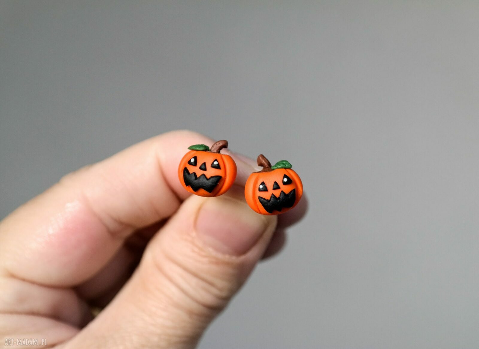 Ręcznie robione, antyalergiczne kolczyki dynie Halloween - dla dzieci i dorosłych
