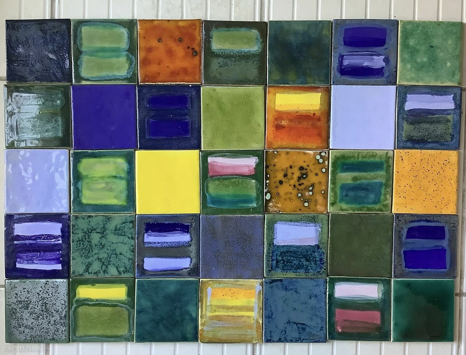 Ręcznie robione kafelki ceramiczne - panel ścienny 'Rozmyślając o Marku Rothko'