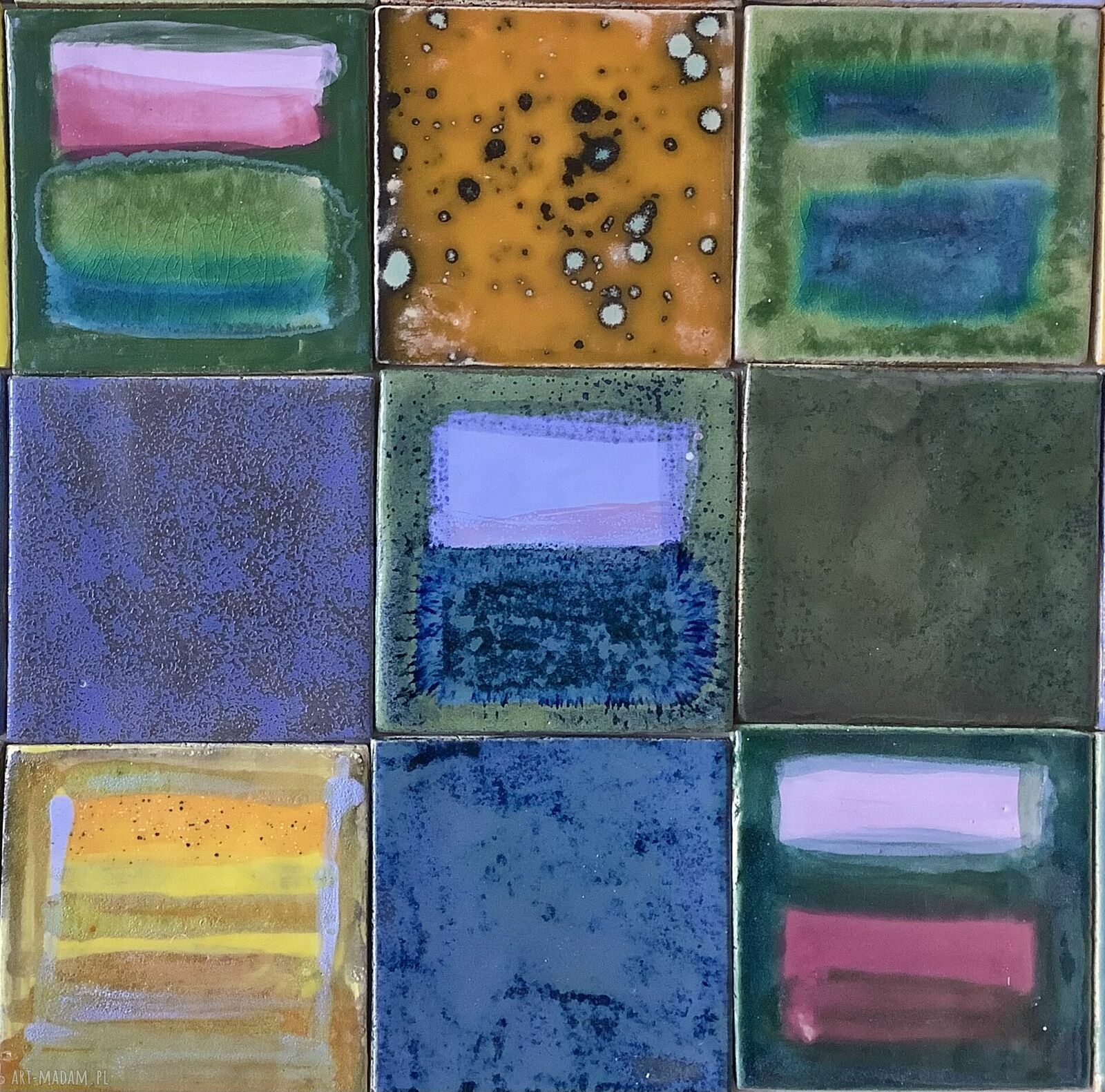 Ręcznie robione kafelki ceramiczne - panel ścienny 'Rozmyślając o Marku Rothko'