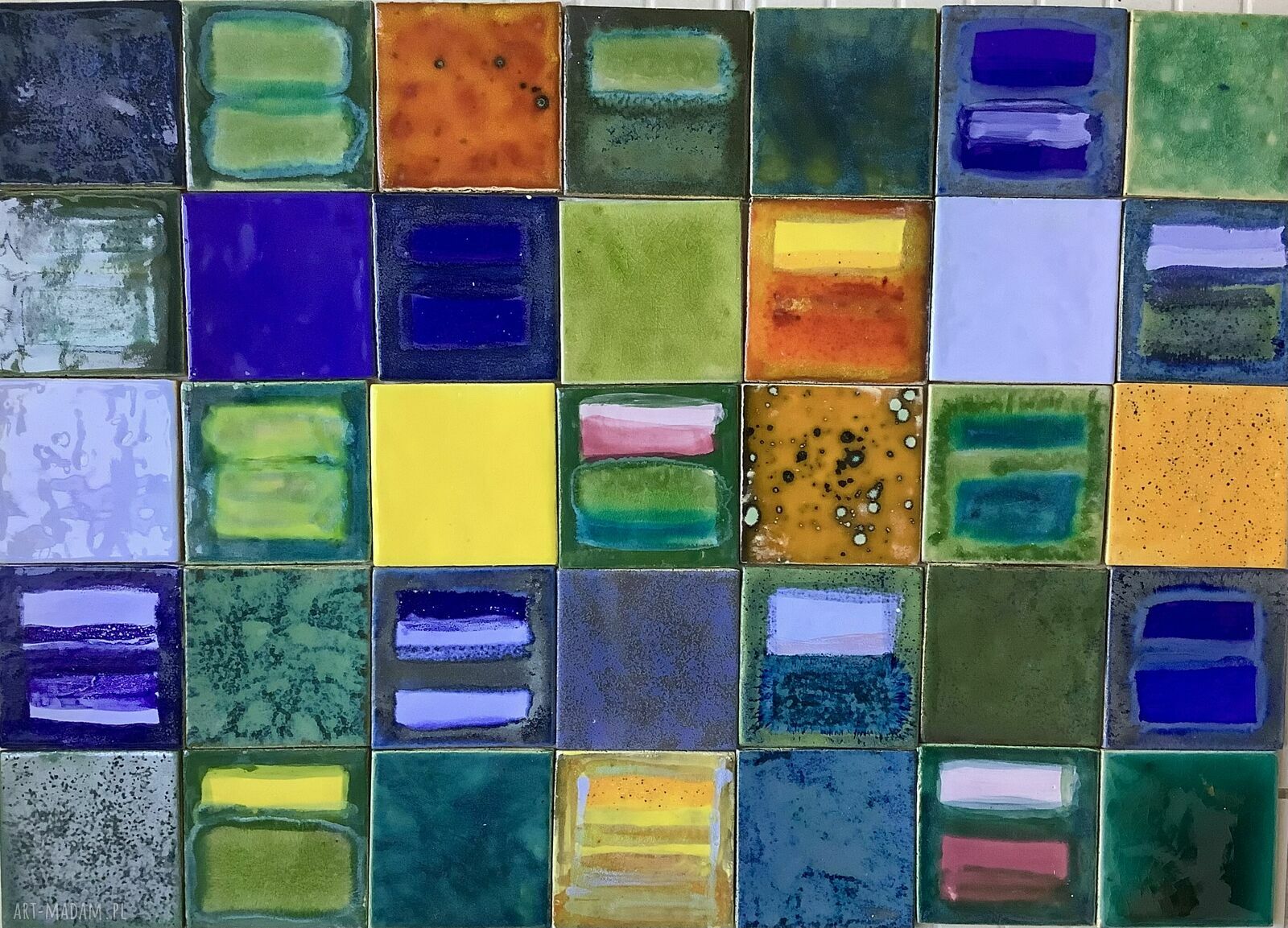 Ręcznie robione kafelki ceramiczne - panel ścienny 'Rozmyślając o Marku Rothko'