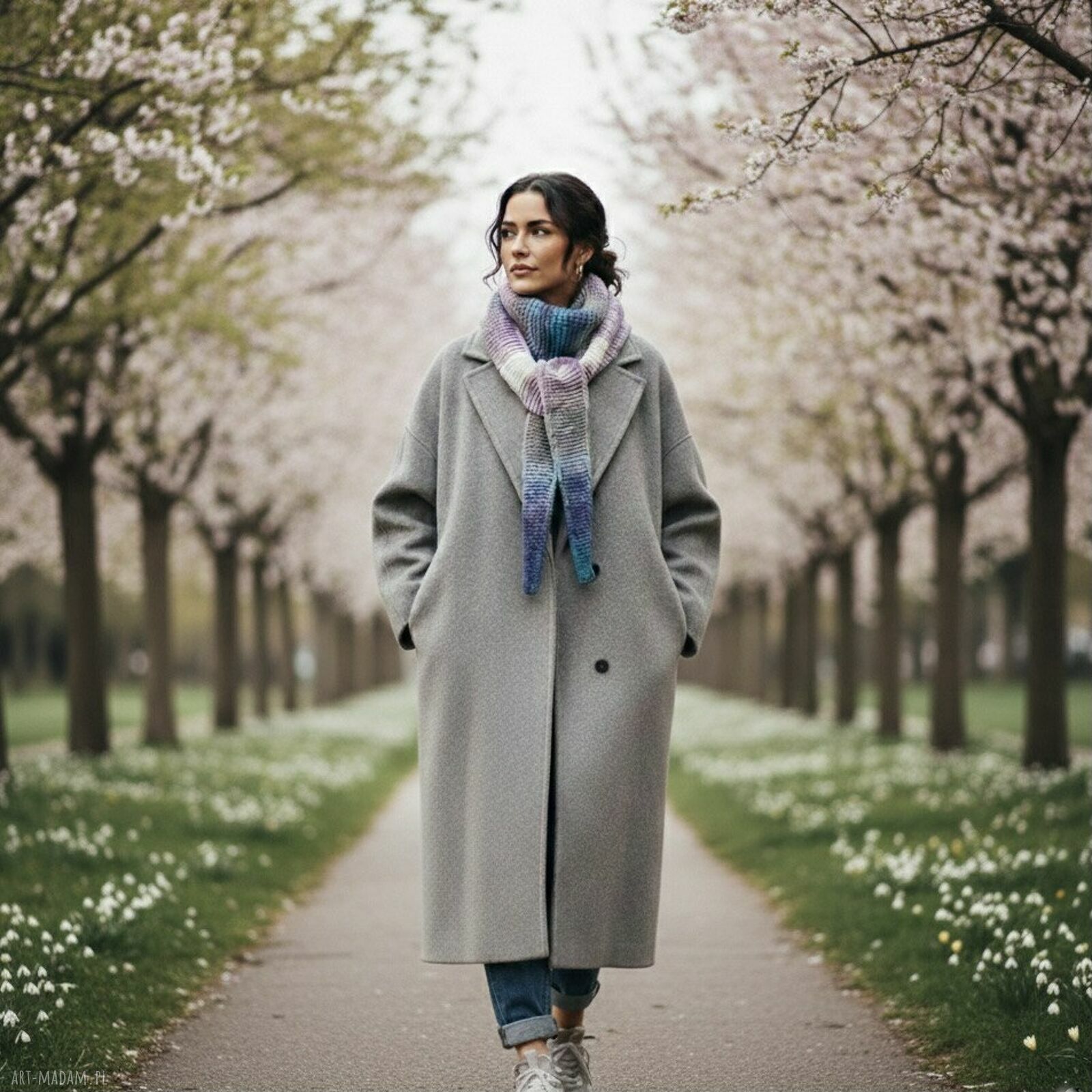 Ręcznie robiony duży ciepły szalik komin Sophie Vegan
