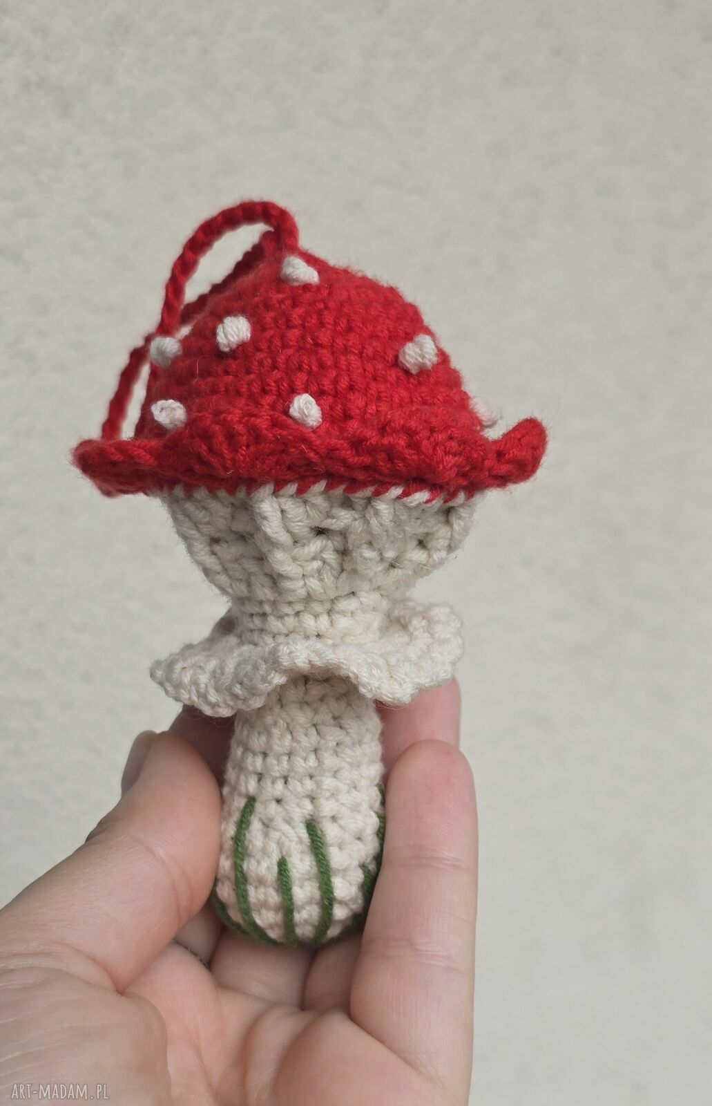 Ręcznie robiony muchomorek - brelok, zawieszka i ozdoba handmade