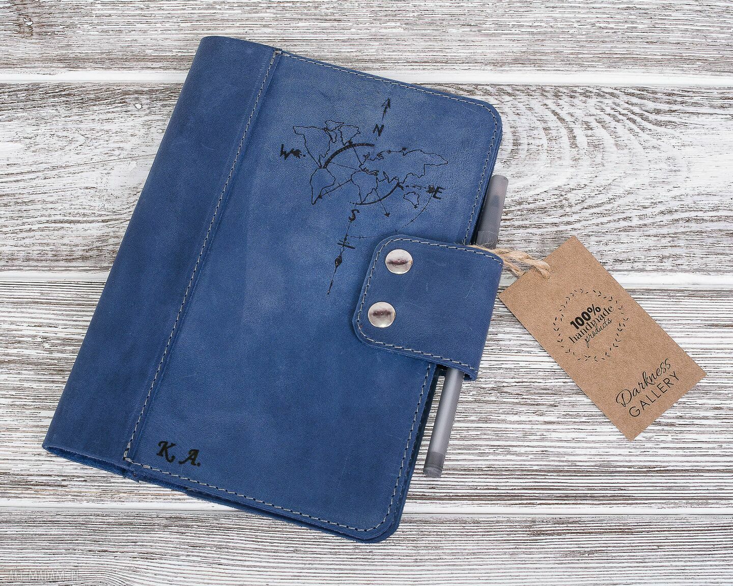 Ręcznie robiony skórzany notes A5 - personalizowana okładka z naturalnej skóry